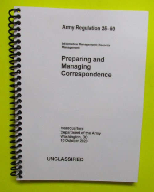 AR 25-50, Preparing and Managing Correspondence - BIG size - Click Image to Close